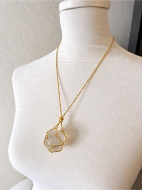 ✨ Natural Clear Quartz Sphere Pendant Necklace✨